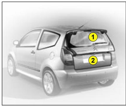 CITROEN C2 2008 - L'accès au coffre peut se faire de deux manières : - 1