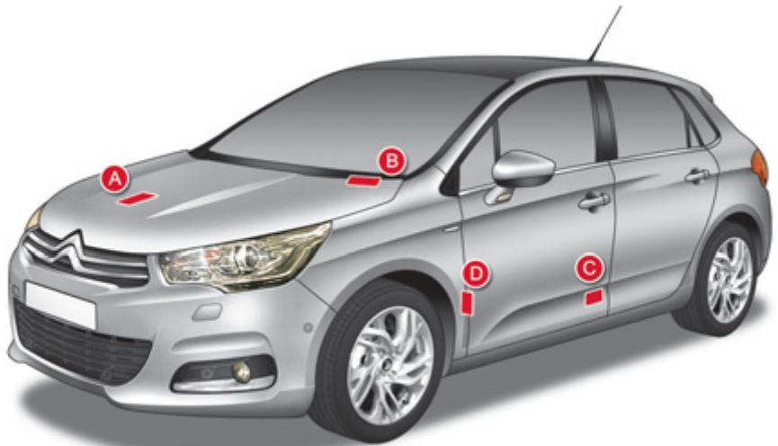 CITROEN C4 2 2011 - Etiquette constructeur. - 1