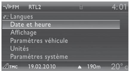 CITROEN C4 PICASSO 2010 - Menu «SETUP» - 1