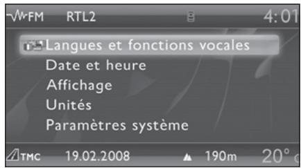 CITROEN C5 2 2010 - Menu «SETUP» - 1