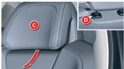 CITROEN C5 2 2010 - Réglages en hauteur et en inclinaison de l'appui-tête sur les sièges électriques - 1