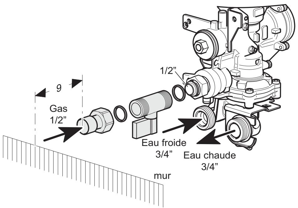 SAUNIER DUVAL OPALIA C 11 PV VS VS - Raccordement gaz et eau - 1