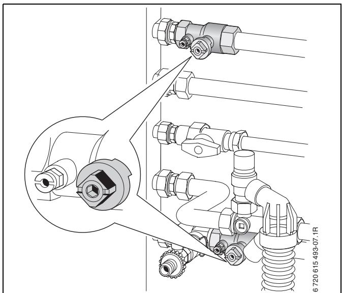 ELM LEBLANC SVBC30150-3H - Ouvrir le robinet de départ de chauffage et le robinet de retour de chauffage - 1