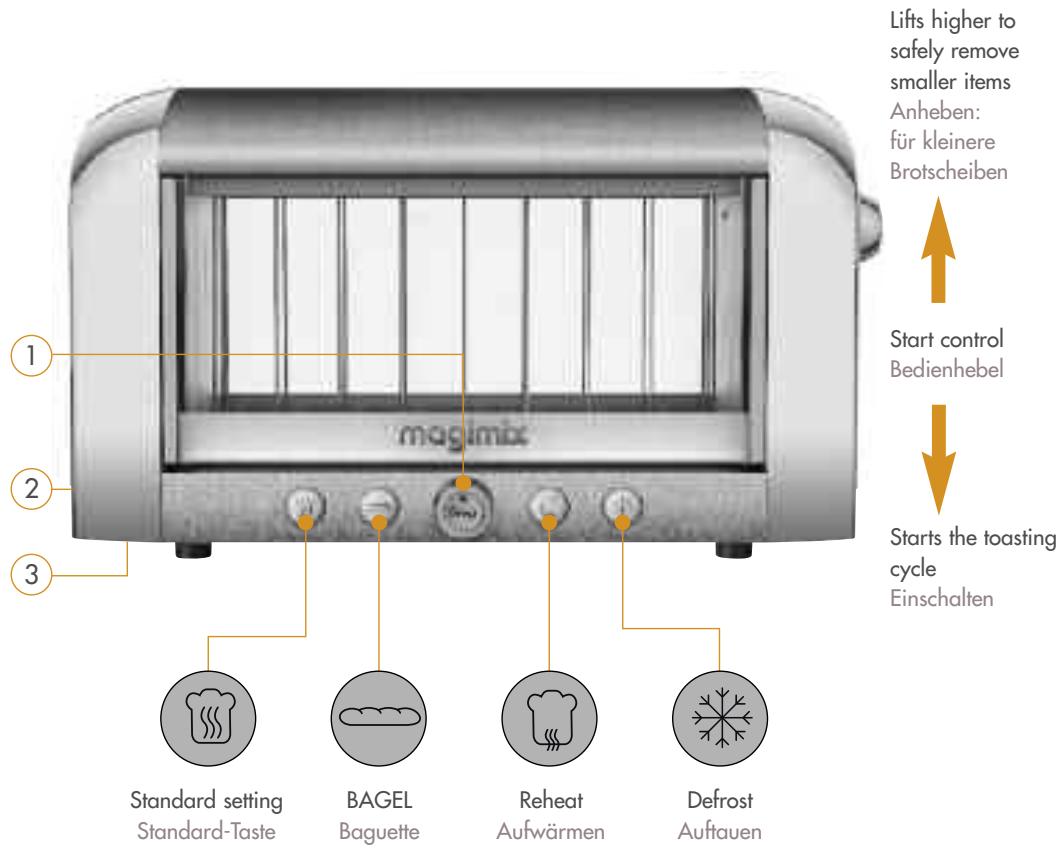 MAGIMIX VISION TOASTER COLOR - Please read the safety instructions carefully before using your appliance. Bitte lessen Sie vor dem ersten Gebrauch sorgfältig die Sicherheitshinweise. - 1