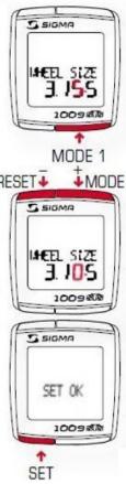 SIGMA SPORT COMPTEUR 1009 STS - Réglage de la circonférence de la roue - 2
