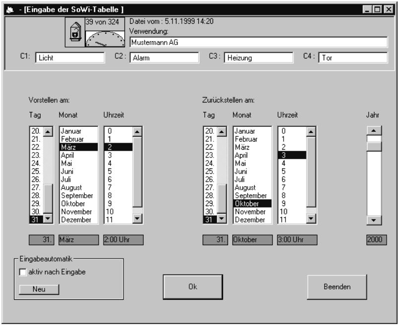 THEBEN OBELISK 2.0 - En cliquant à l'aide de la souris, choisir dans le menu editor la fonction tableau eté/hiver. - 1
