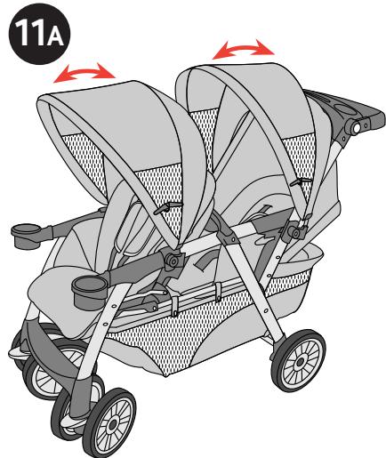 CHICCO CORTINA TOGETHER TWO-PASSENGER STROLLER - Comment ouvrir/fermer le baldaquin - 1