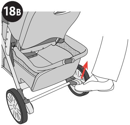 CHICCO CORTINA TOGETHER TWO-PASSENGER STROLLER - Comment utiliser les freins - 1