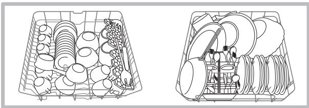 HOTPOINT LDF 12314 X EU/HA.R - Loading examples for the upper/ lower rack - 1