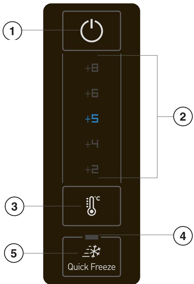 HOTPOINT EBOH 18201 F - Configuración de temperatura del REFRIGERADOR Esto le permitte Cambiar el valor de la temperatura del refrigerador, de forma cíclica, y también confirmá la temperatura selecciónada en la interfaz. - 1