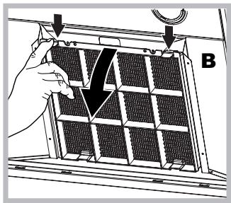 HOTPOINT HNC 6.8 AB X/HA - Substituição do FILTER de carvão (B) - 1