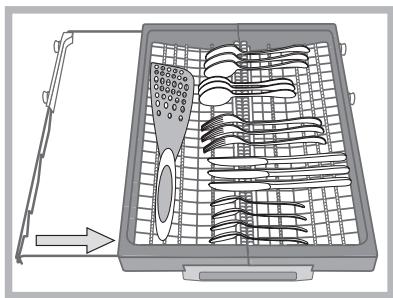 HOTPOINT LFD 11P123 X DE/SK - A"Kniver og skarpe redskaper mA plasseres med spissene og eggen ned". - 2