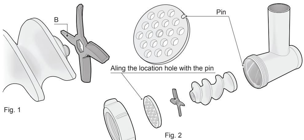 Fig. 1 B Pin Aling the location hole with the pin Fig. 2
