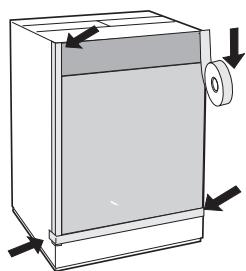 HOTPOINT AWM 129 - Mounting the wooden panel onto the door and inserting the machine into cabinets: - 5