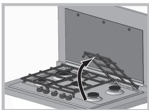 HOTPOINT PKL 641 IX/HA - ! To avoid damaging the electric ignition device, do not use it when the burners are not in their housing. - 1