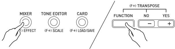 CALOR CTK-7200 - Tout en tenant le bouton r-13 (function), appuyez sur le bouton c-7 (EFFECT) pour afficher l'écran de réglage des effets. - 1