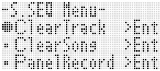 CALOR CTK-7200 - Lorsque l'écran initial du mode séquenceur musical est affiché après l'enregistrement d'une piste, appuyez sur le bouton c-17 (MENU) tout en maintenant le bouton r-13 (function) enfoncé. - 1