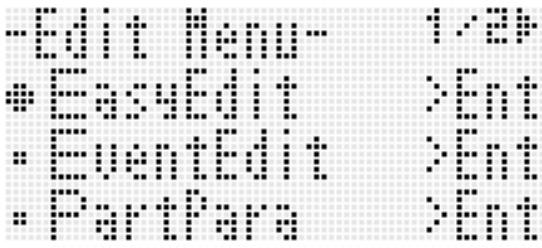 CALOR CTK-7200 - Sur l'écran du séquenceur de motifs, sélectionnez la partie instrumentale dont l'état est « recorded data » ou « empty » et contenant les événements que vous pouvez editor. - 1
