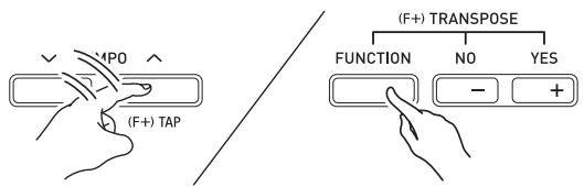 CALOR WK-6600 - Tout en tenant le bouton r-13 (function) enfoncé, tapez quatre fois sur le bouton l-11 (TAP) à la vitesse (tempo) souhaitée. - 1