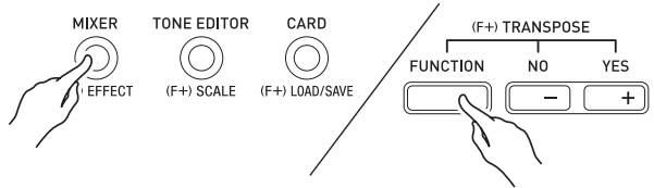 CALOR WK-6600 - Tout en tenant le bouton r-13 (function) enfoncé, appuyez sur le bouton c-5 (EFFECT). - 1