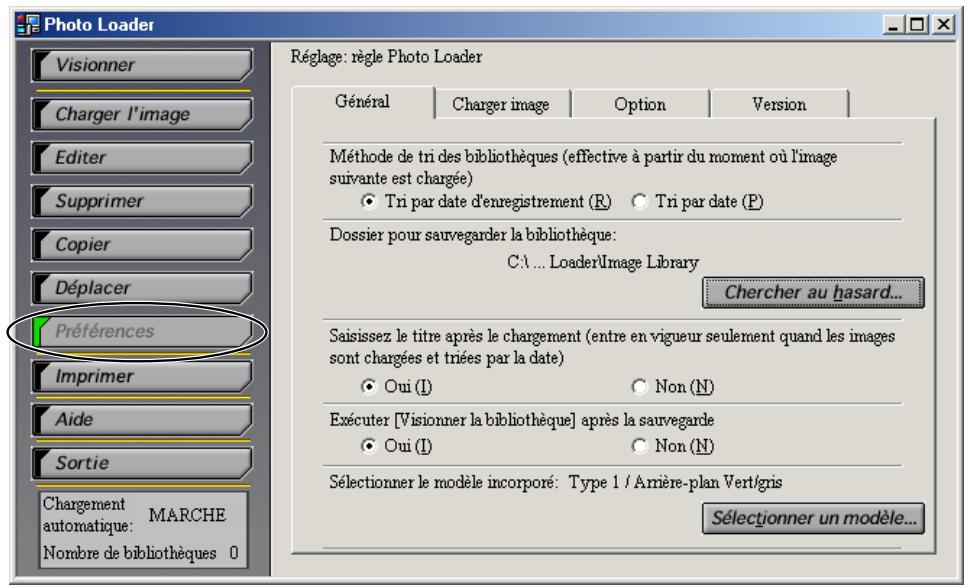 CASIO PHOTO LOADER 2.1 - Cliquer le bouton [Préférences] depuis les boutons de fonction. - 1
