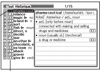 CASIO EW-F3000V - Pour effectuer une recherche dans l'histoire de tous les dictionnaires - 1