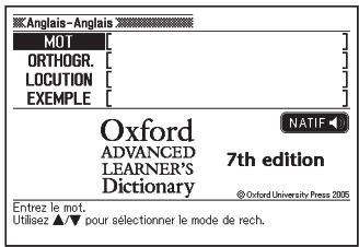CASIO EW-F3000V - Sélectionnez un des dictionnaires/modes. - 1