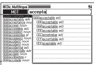 CASIO EW-F3000V - Recherche des équivalents d'un terme dans cinq langues - 3