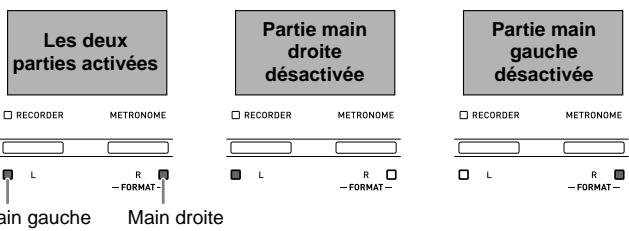 CASIO PRIVIA PX 830 - Tout en tenant le bouton FUNCTION enforcé, appuyez sur le bouton RECORDER (L) ou sur le bouton METRONOME (R) pour sélectionner la partie que vous poulez désactiver. - 1