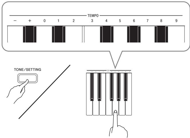 CASIO PX-720C - Tout en tenant le bouton TONE/SETTING enfoncé, utilisez les touches TEMPO pour régler le tempo de 20 à 255 battements par minute. - 1