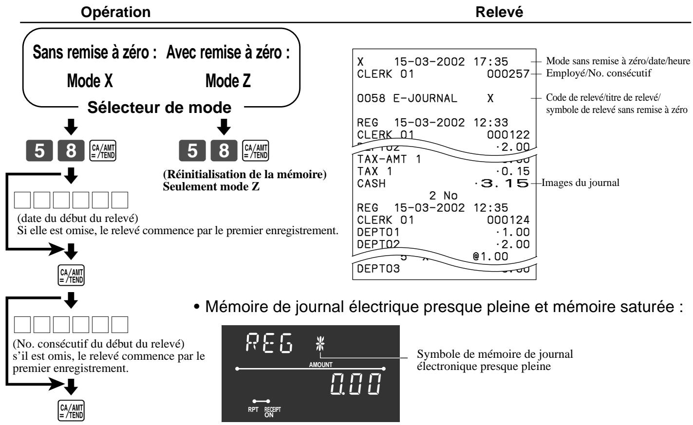 CASIO TE-100 - Pour imprimer le relevé du journal électronique avec ou sans remise à zéro - 1