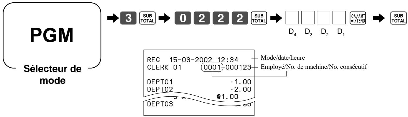 CASIO TE-100 - Désignation du numéro de magasin/machine - 1