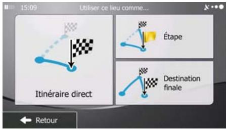 MAPPY ULTI X575 - Sélectionner une nouvelle destination lorsque vous avez déjà un itinéraire : Nouvel itinéraire, étape ou destination finale - 1