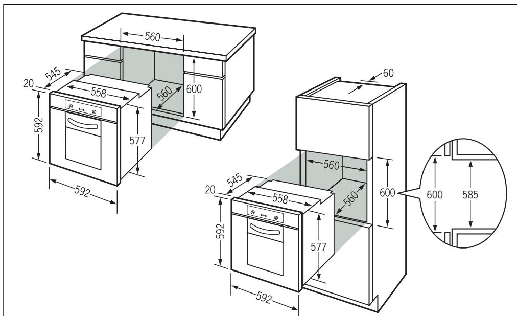 FAGOR HP-7660 - Dimensoes uteis para encasar oorno - 1