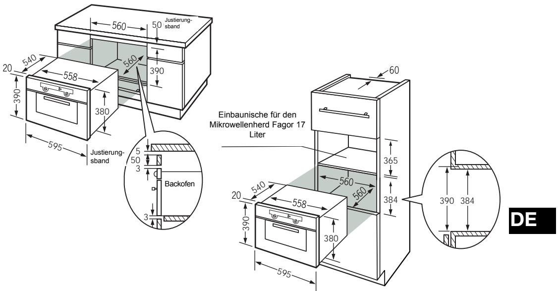 FAGOR HM-480X - Nutzliche Maße für den Einbau Ihres Backofens - 1
