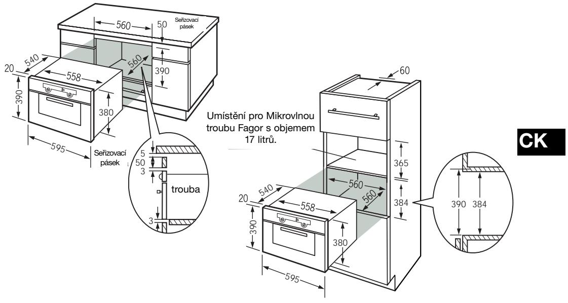 FAGOR HM-480X - Duležité rozměry pro vestavěné vaší trouby - 1