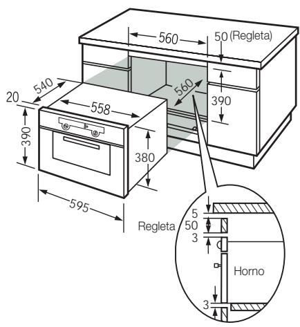 FAGOR HM-480X - Dimensiones útiles para encasar elorno - 1
