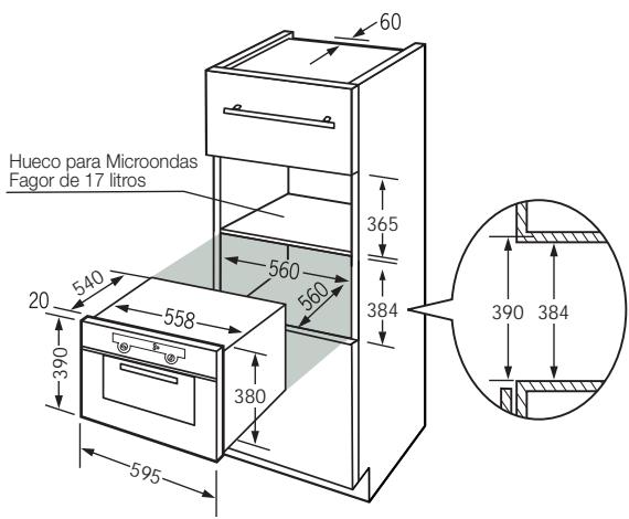 FAGOR HM-480X - Dimensiones útiles para encasar elorno - 2