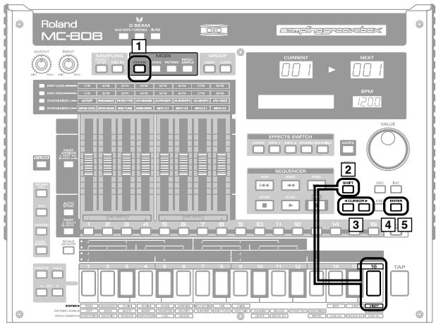 Roland MC-808 D BEAM SAMPLIANT 1 OUTPUT INPUT SAMPLIANT MOSO GROUP CURRENT 00:1 NEXT 00:1 SPM 1200 EFFECTS SWITCH VALUE SEQUENCER 3 4 5 6 7 8 9 10 11 12 13 14 15 16 TAP TAP/DBR RESET