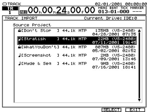 ROLAND VS2400CD - Utilisez : la souris, le menu TRACK - 1