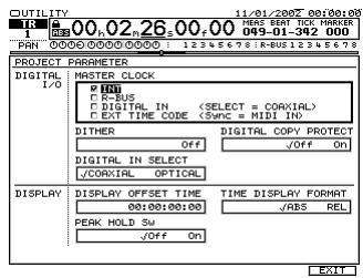 ROLAND VS2400CD - Sélection de la source d'horloge maître des entrées numériques - 1