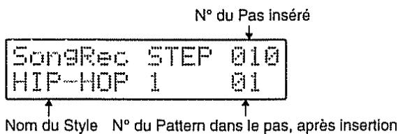 N° du Pas inséré SongRec STEP 010 HIP-HOP 1 01 Nom du Style N° du Pattern dans le pas, après insertion