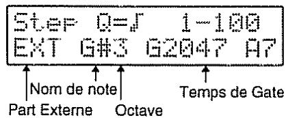 Step Q=1-100 EXT G#3 G2047 H7 ↑ Nom de note ↑ Part Externe Octave Temps de Gate