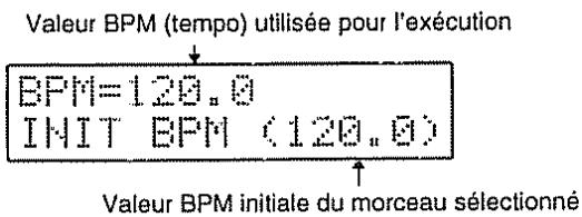 Valeur BPM (tempo) utilisée pour l'exécution BPM=120.0 INIT BPM (120.0) Valeur BPM initiale du morceau sélectionné
