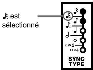 ROLAND EF-303 - Sélection de la cadence (valeur de note) à laquelle l'effet doit être synchronisé (SYNC type) - 2