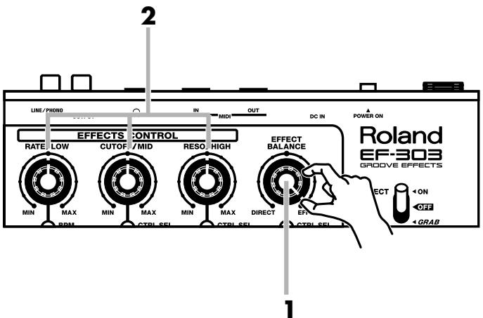 ROLAND EF-303 - Réglage des potentiomètres - 1