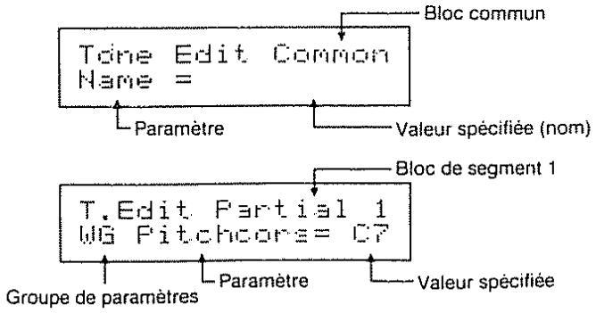 Bloc commun Tône Edit Common Name = Paramètre Valeur spécifiée (nom) Bloc de segment 1 T. Edit Partial 1 WG Pitchcore = CF Groupe de paramètres Paramètre Valeur spécifiée