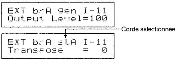 EXT brà gen I-11 Output Level=100 Corde sélectionnée EXT brà stà I-11 Transpose = 0
