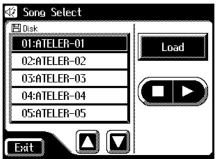 Song Select Disk 01:ATELER-01 02:ATELER-02 03:ATELER-03 04:ATELER-04 05:ATELER-05 Load Exit