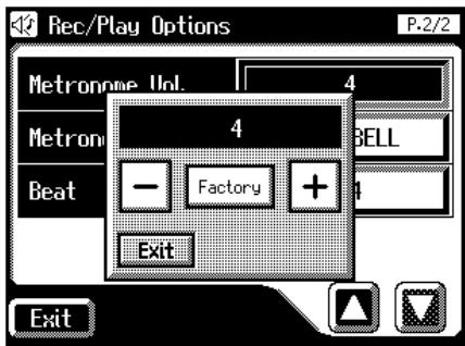 Rec/Play Options P:2/2 Metronome Vol. 4 Metron 4 BELL — Factory + Exit Exit